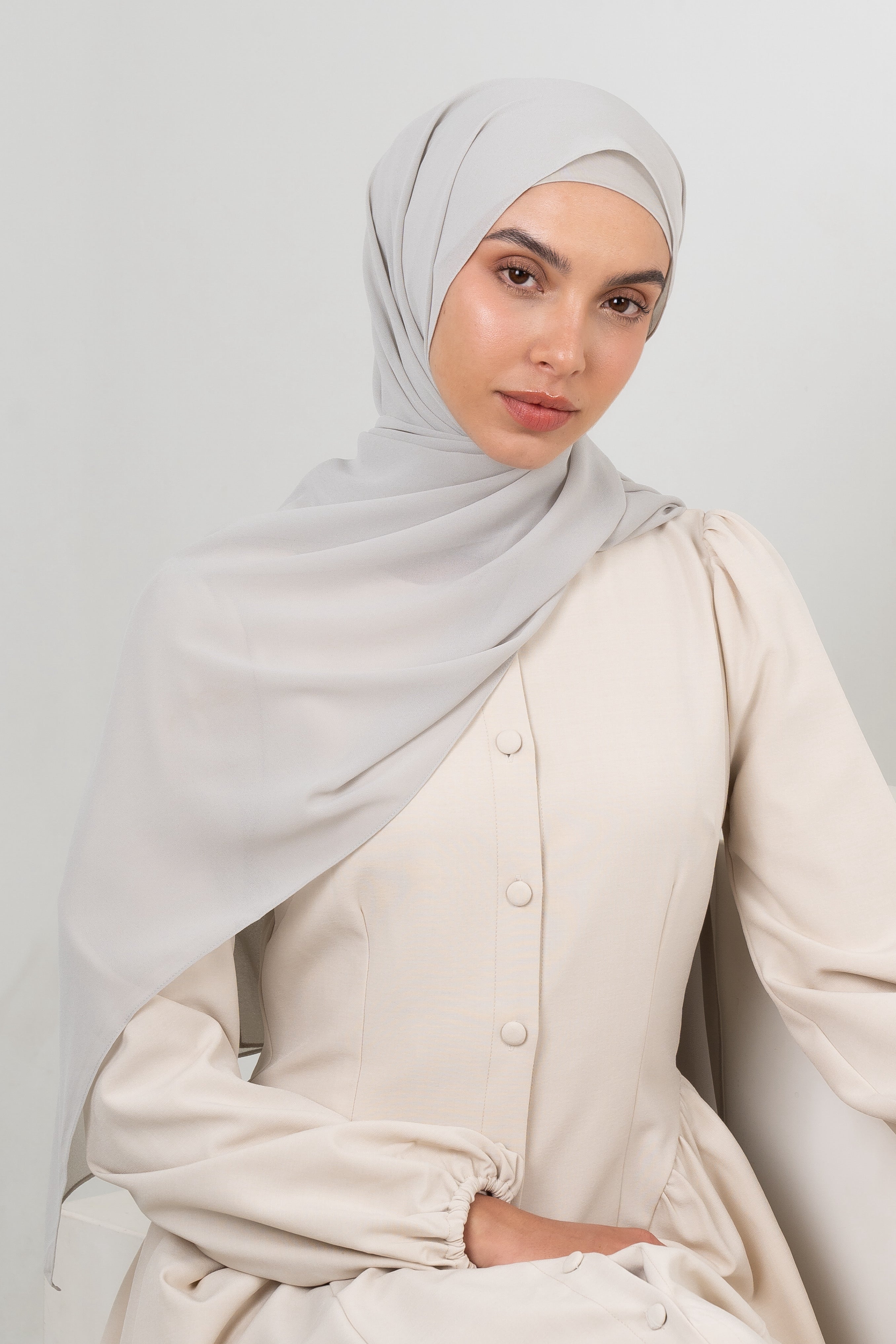 Chiffon Hijab Set - Silver - Modern Hijabi