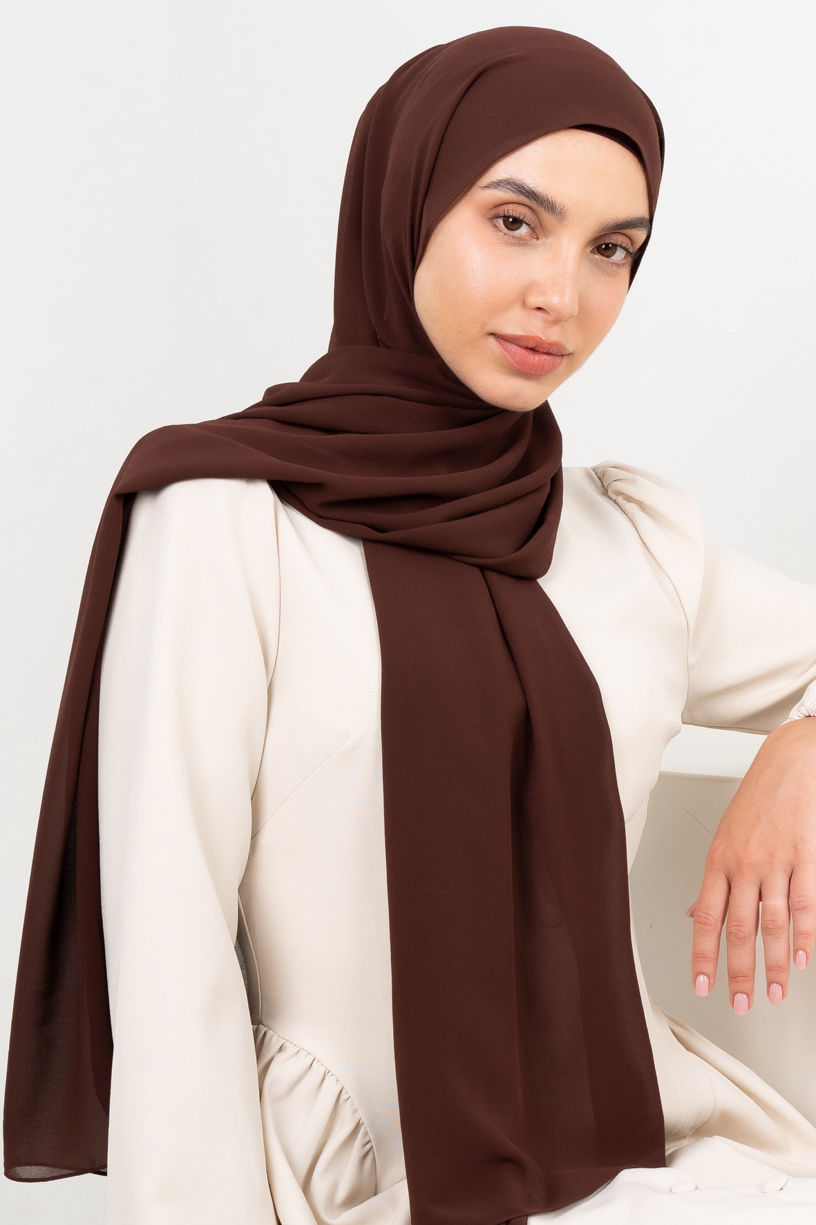 Chiffon Hijab Set - Brown - Modern Hijabi