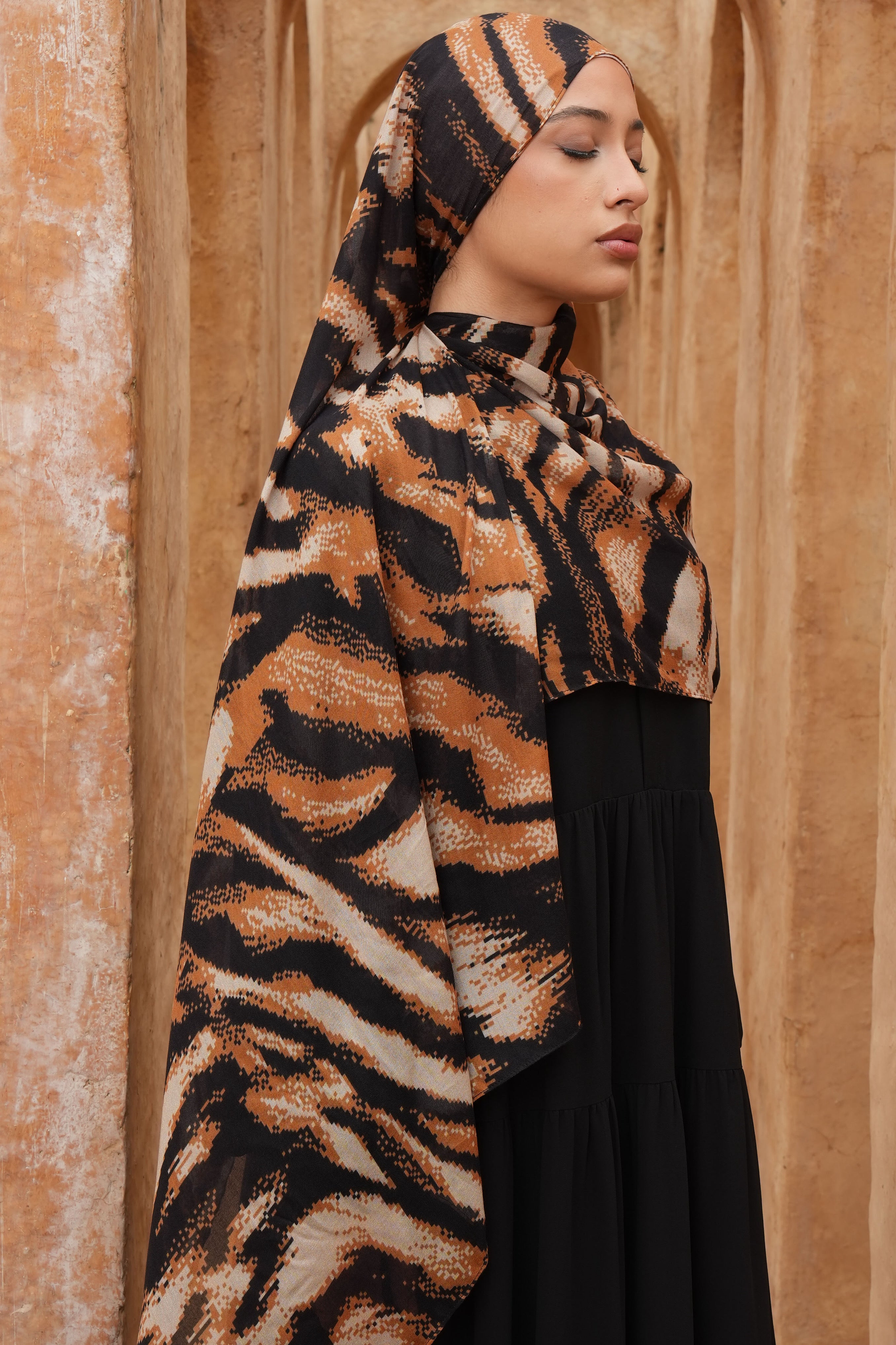 Printed Modal Hijab - Desert Tigress - Modern Hijabi