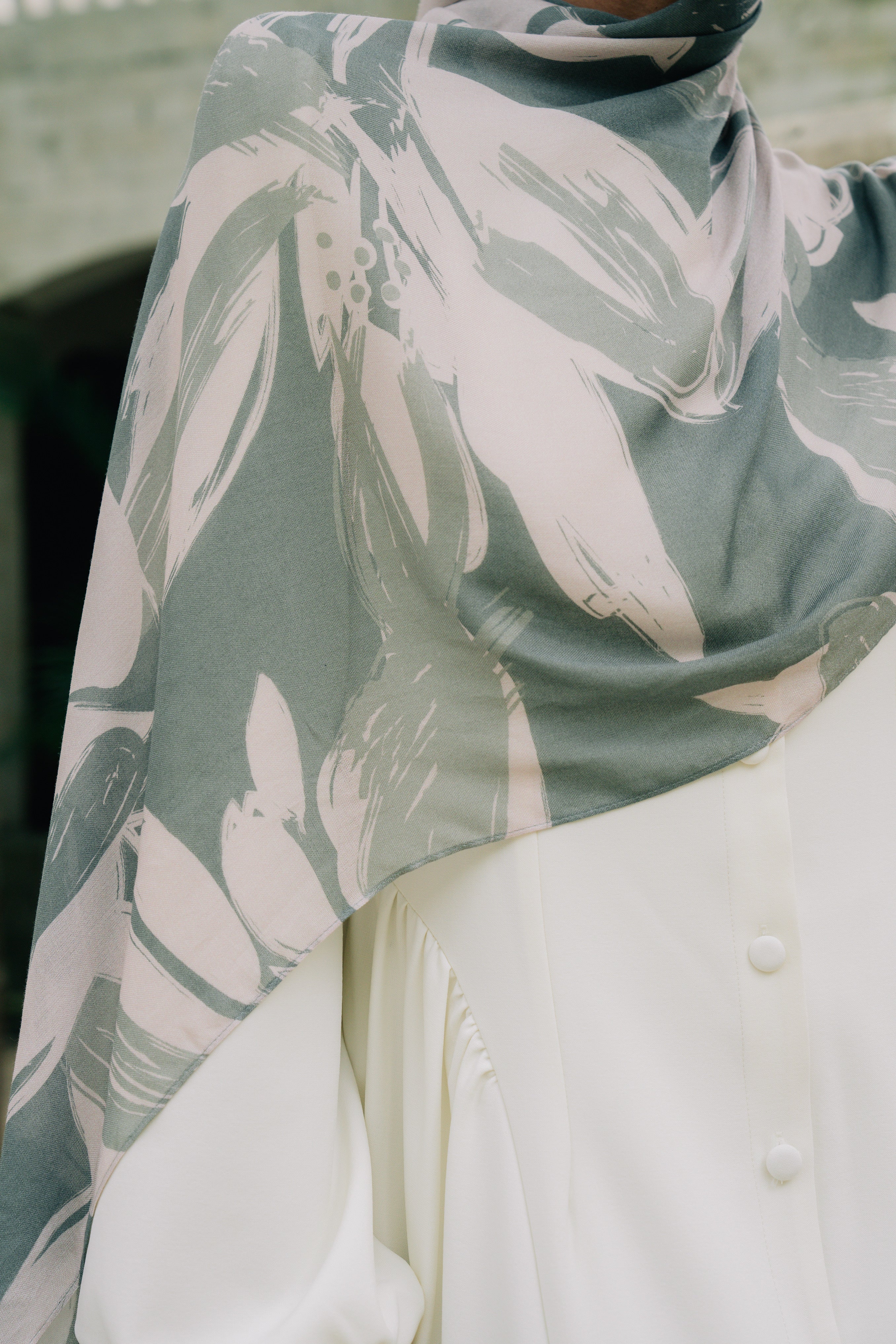 Printed Modal Hijab - Leafy Elegance