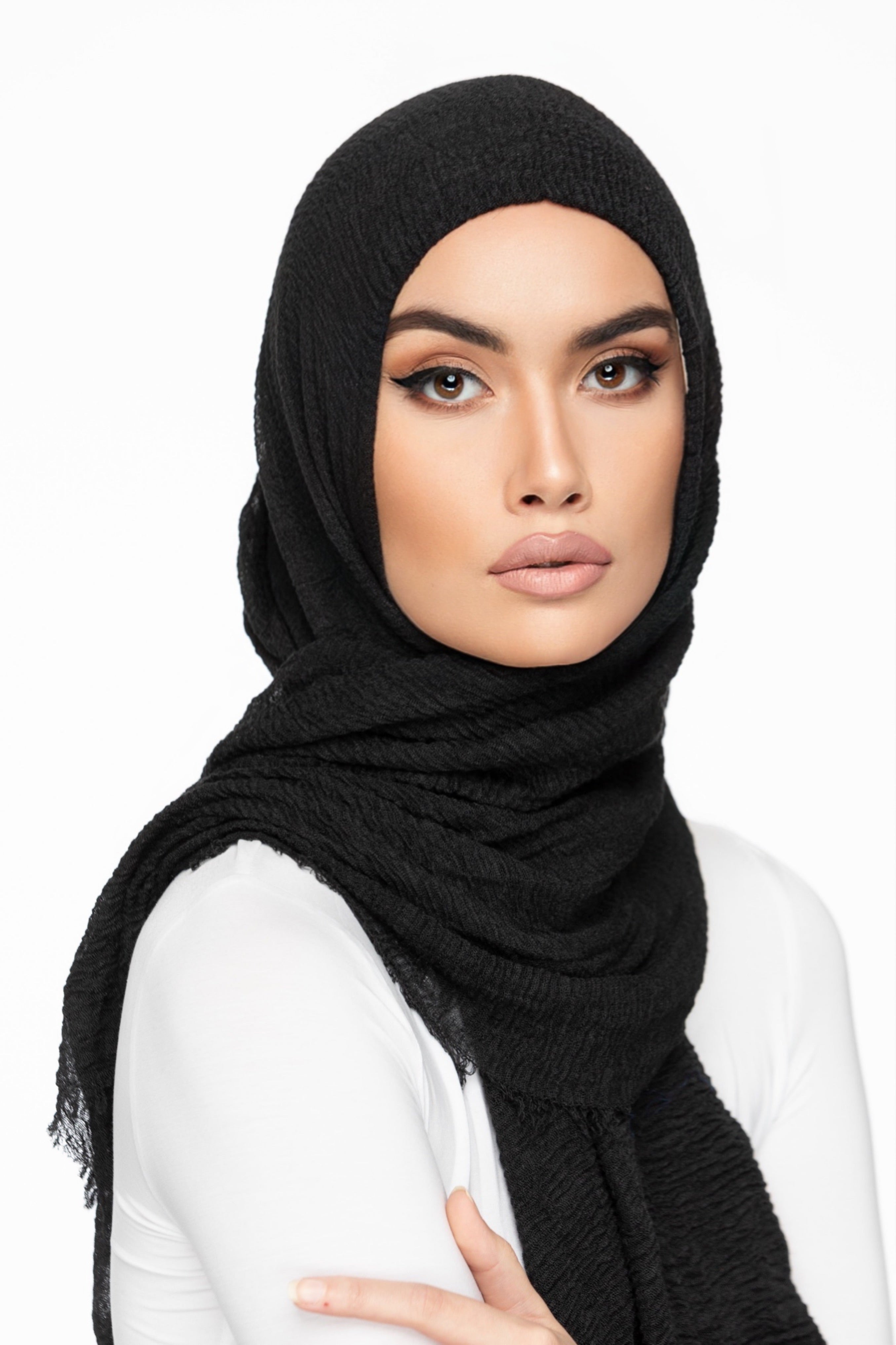 Cotton Crinkle Hijab - Black Beauty