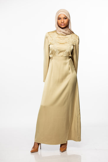 Hazal Lace Satin Maxi - Arylide Yellow Hazal Lace Satin Maxi - Arylide Yellow