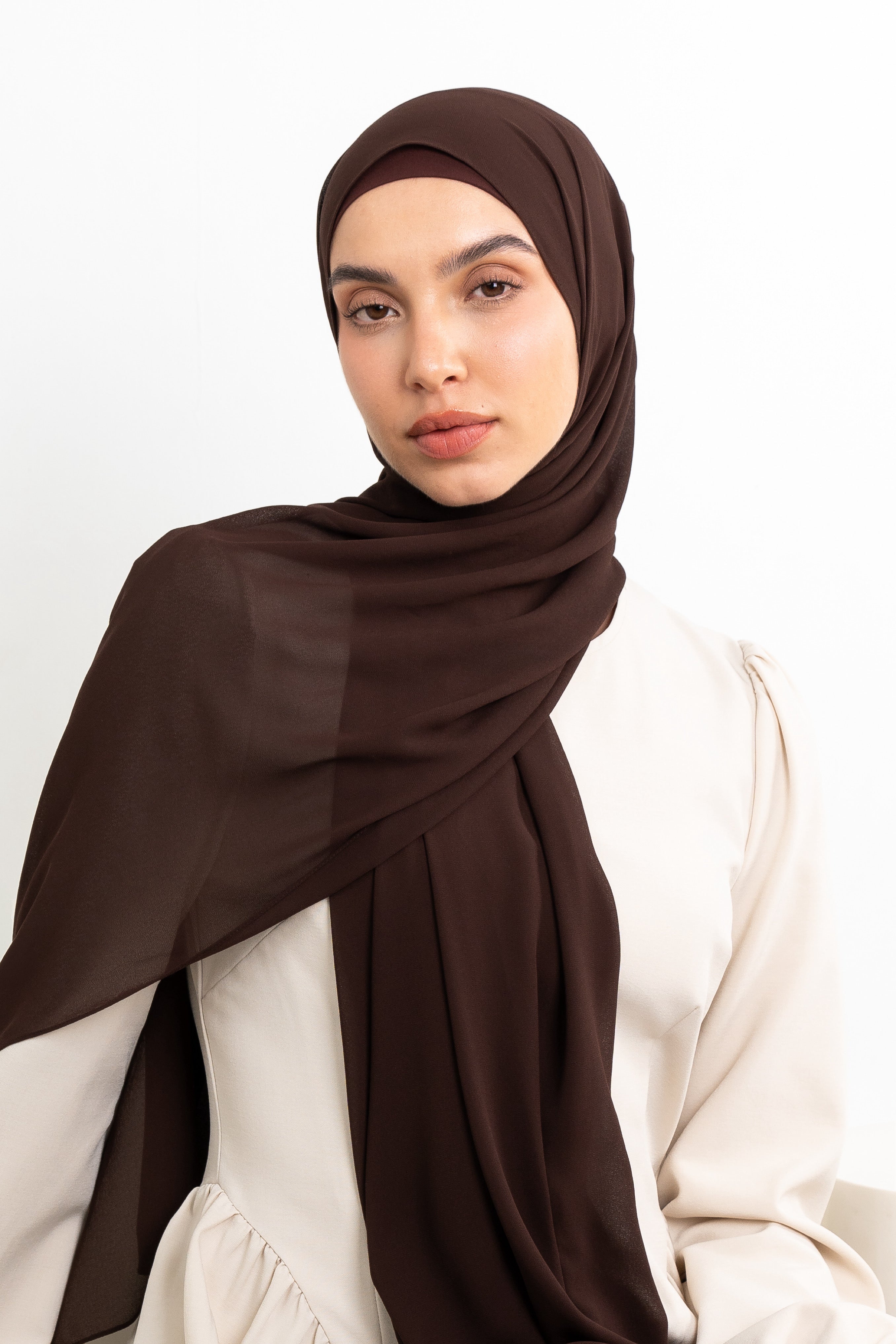 Chiffon Hijab Set - Chocolate - Modern Hijabi