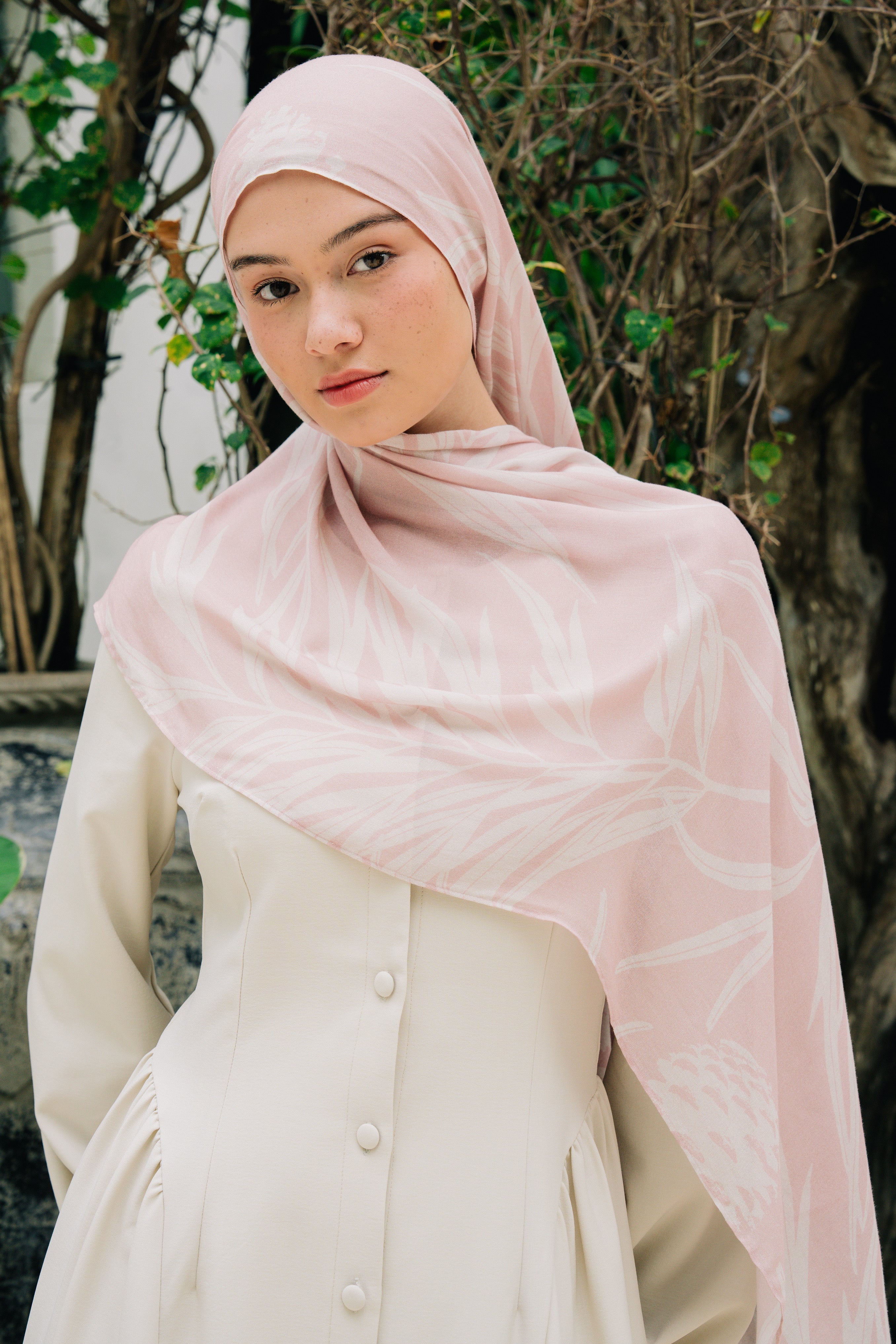 Printed Modal Hijab - Rosey Pines