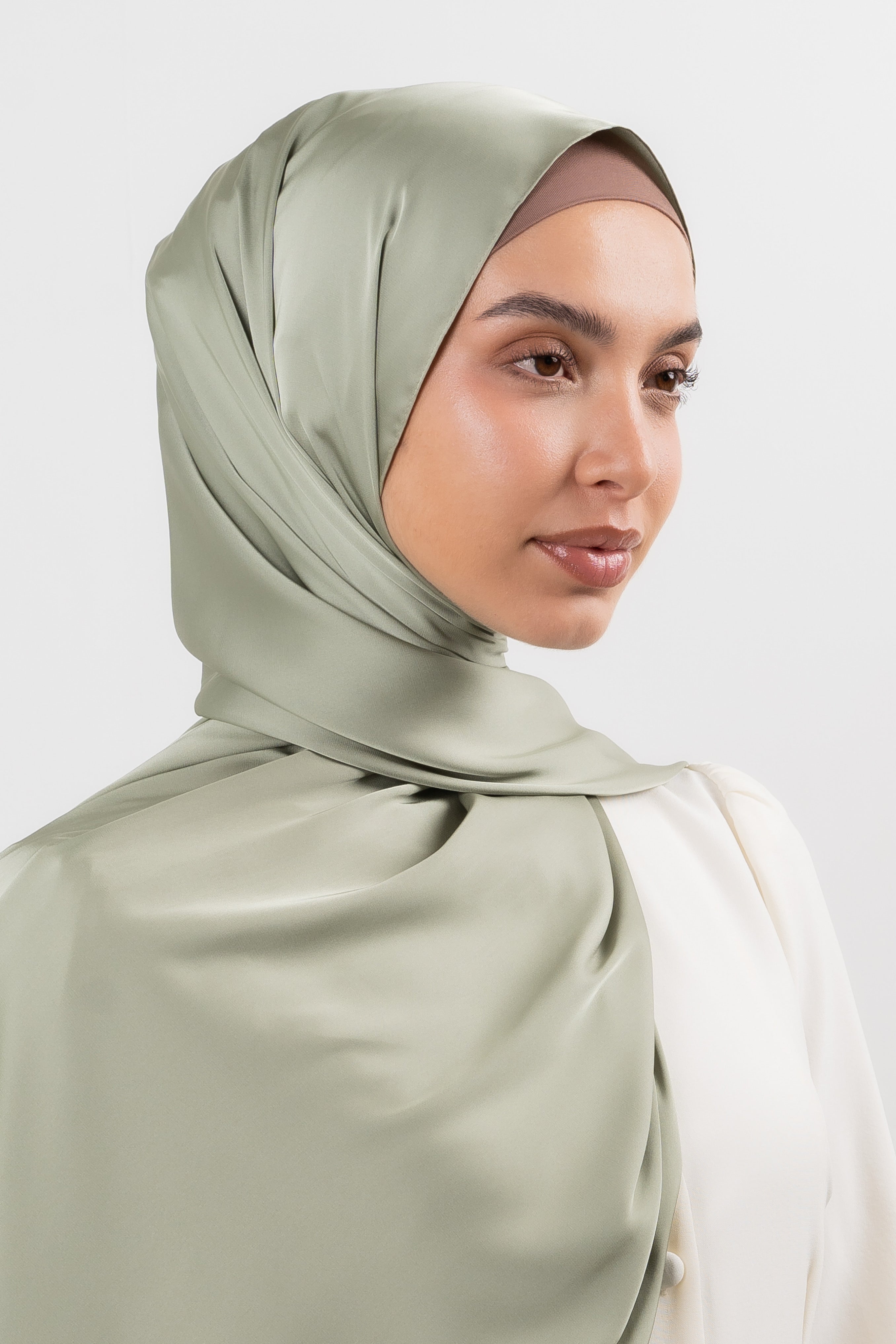 green satin hijab