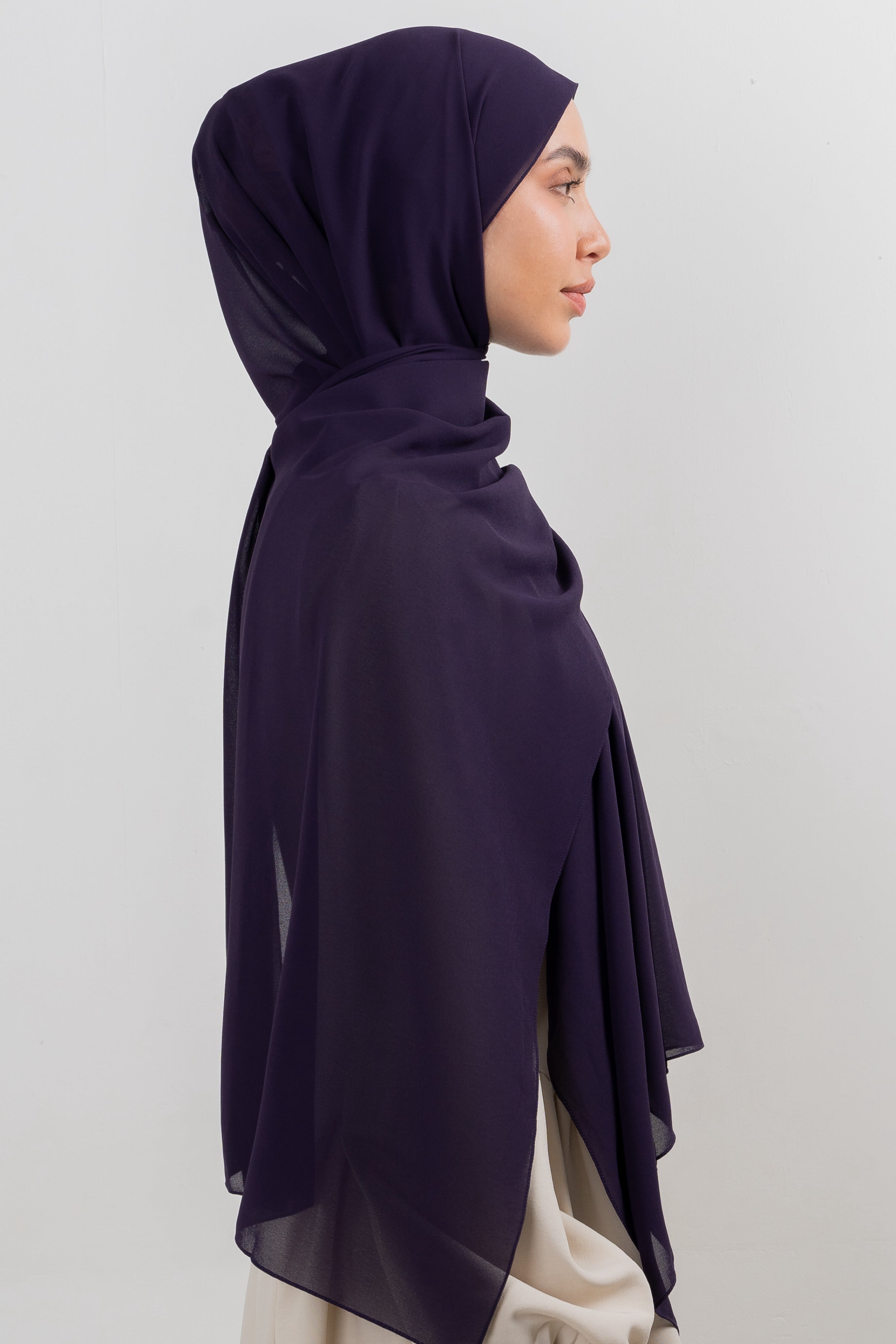 Chiffon Hijab Set - Dark Purple - Modern Hijabi