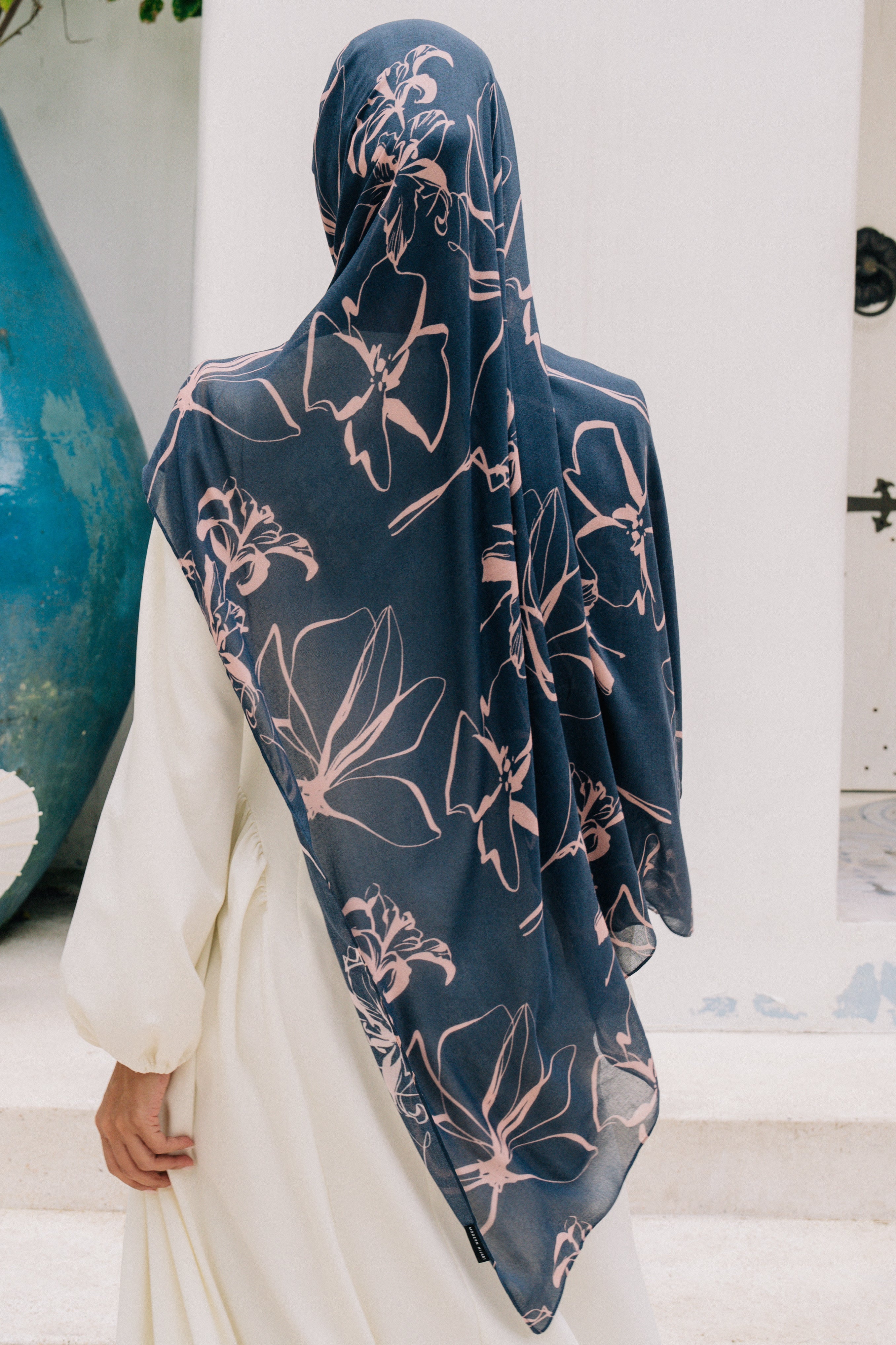Printed Modal Hijab - Midnight Blooms