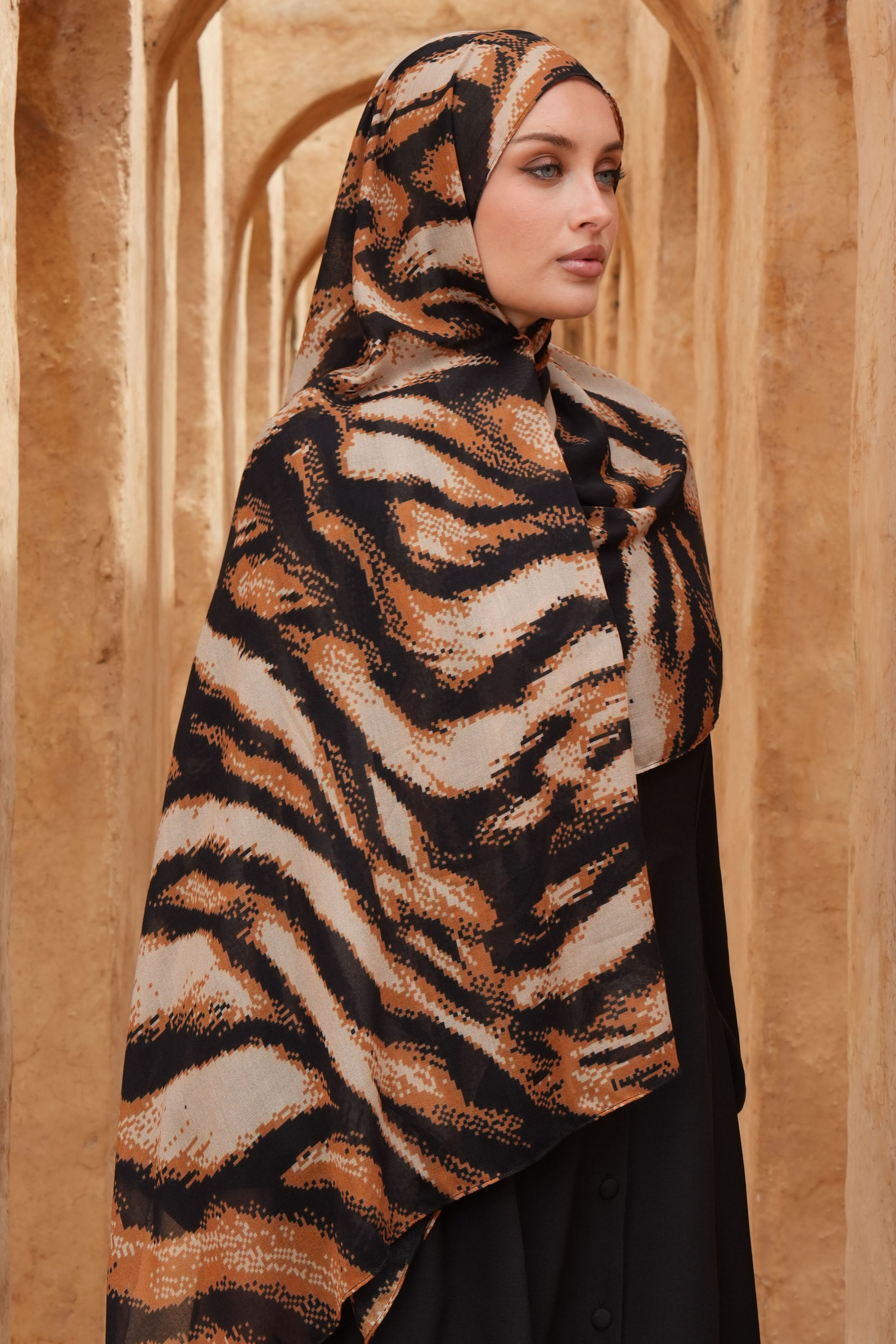 Printed Modal Hijab - Desert Tigress - Modern Hijabi