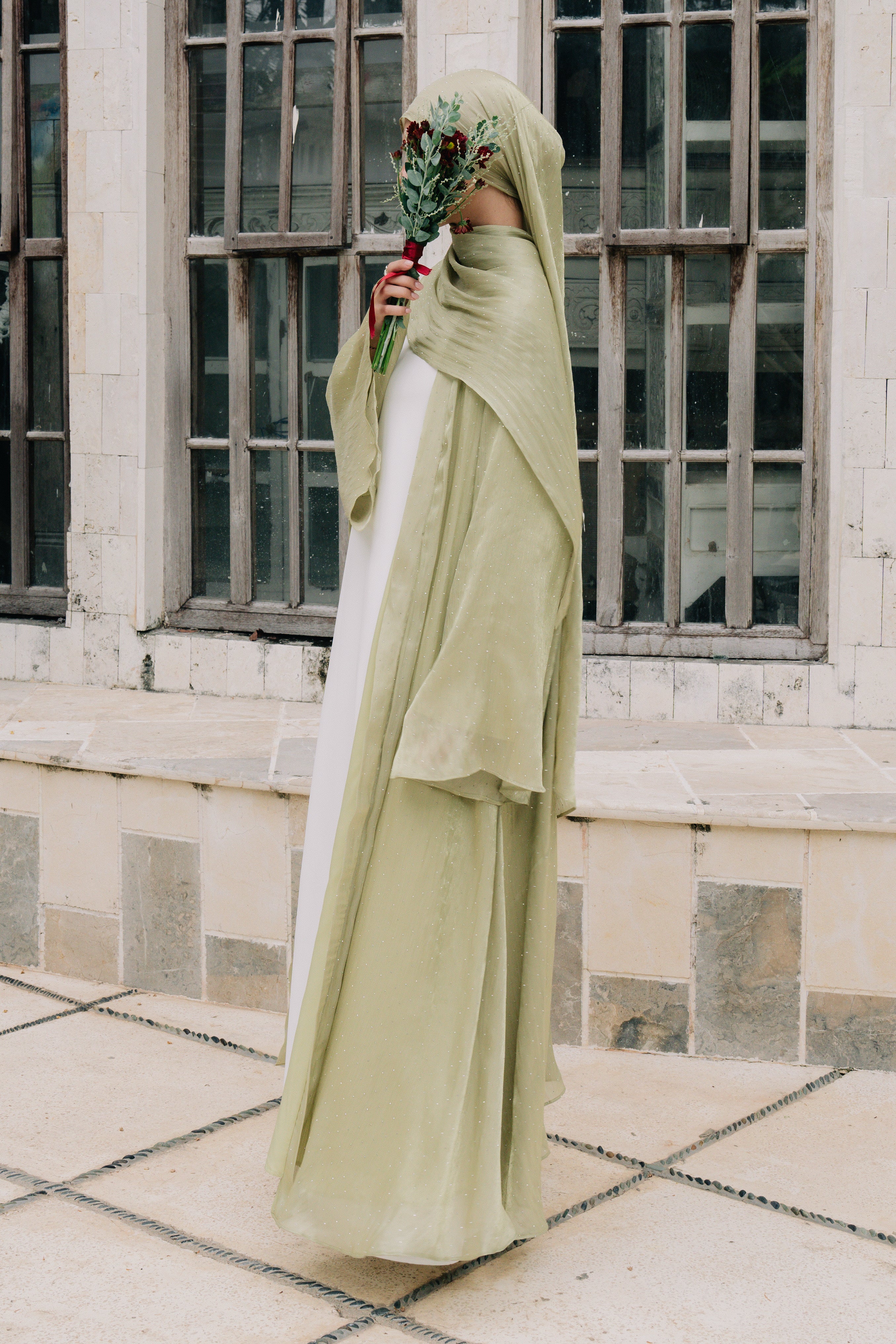 Luma Kimono Abaya Set - Celadon Mist