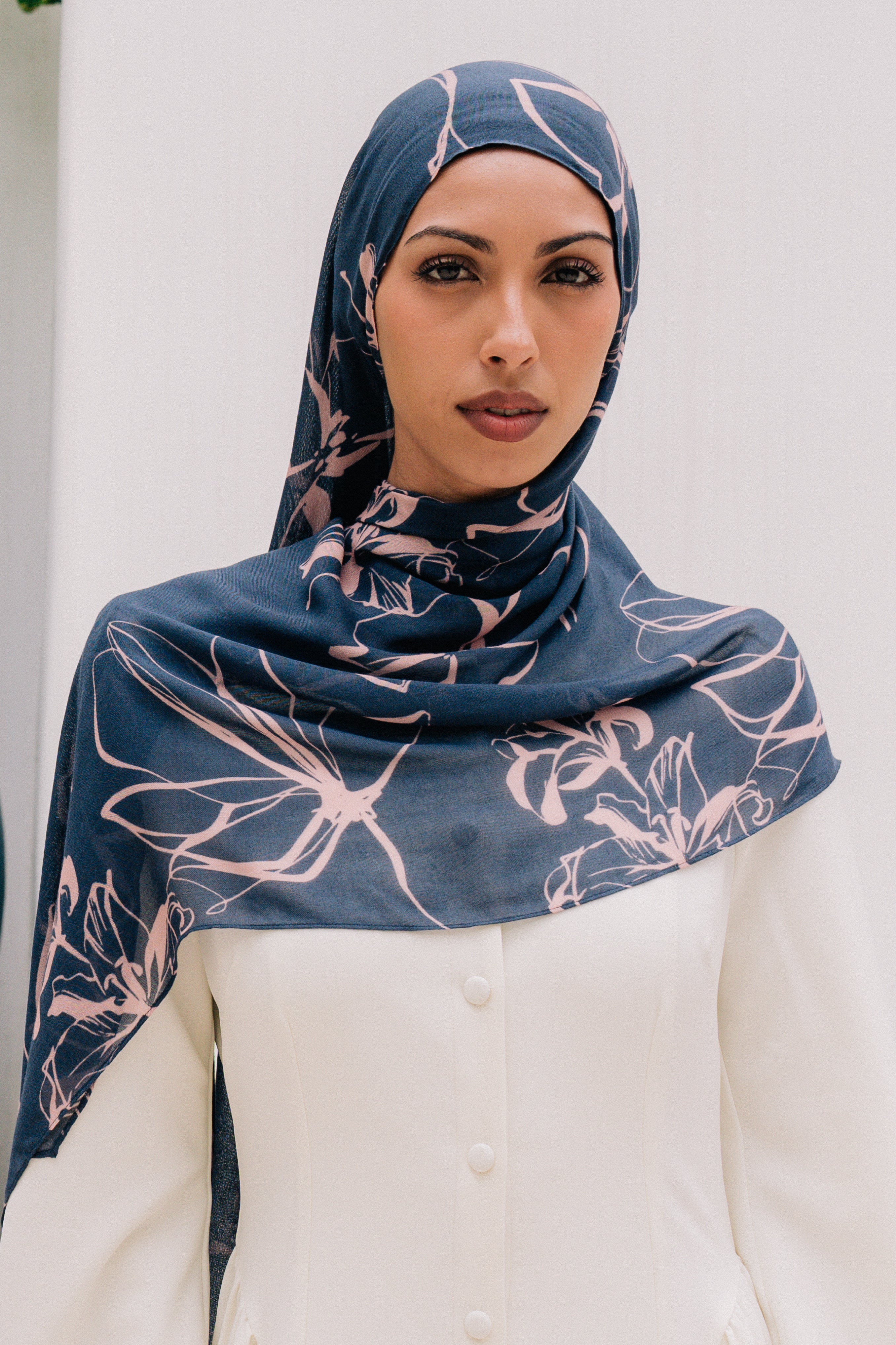 Printed Modal Hijab - Midnight Blooms