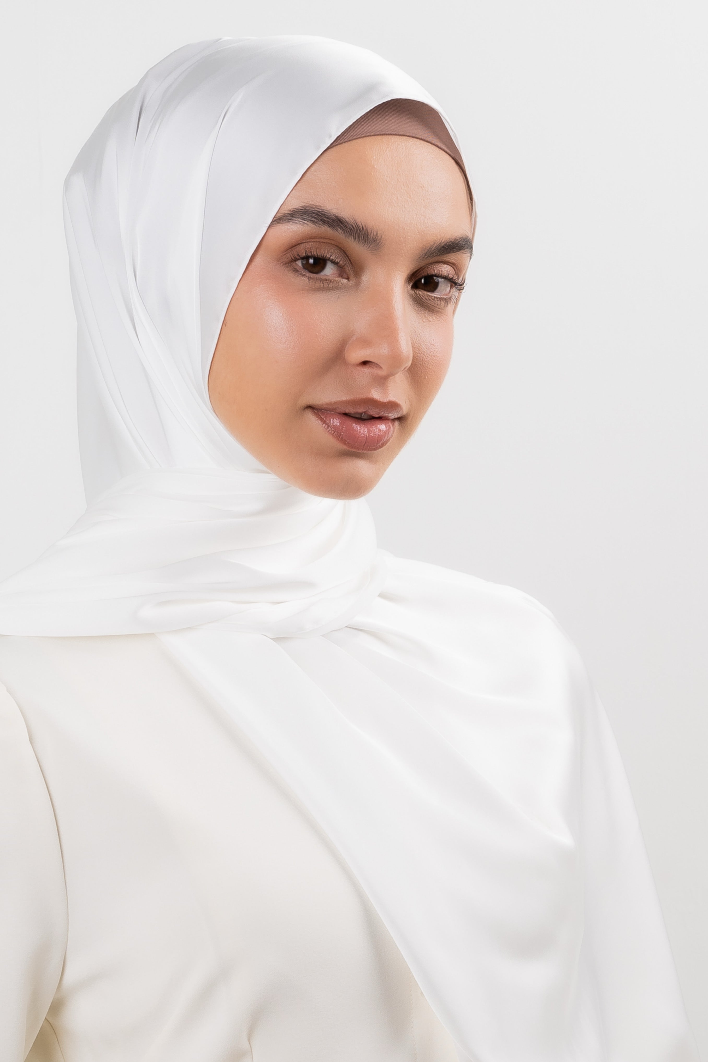 satin white hijab