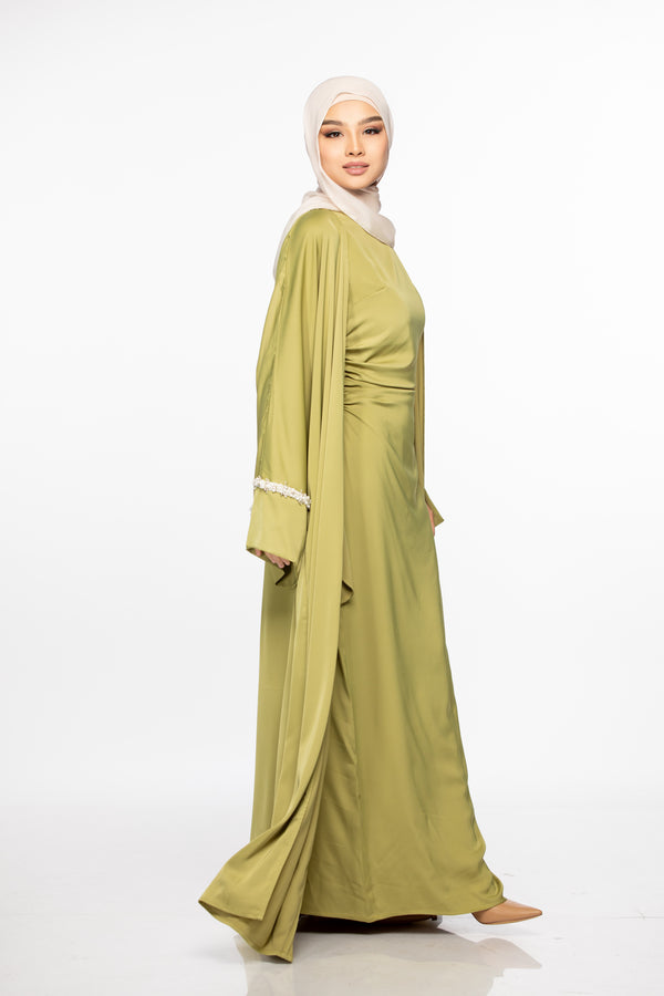 Isabella Pearl Abaya Set - Cypress Green