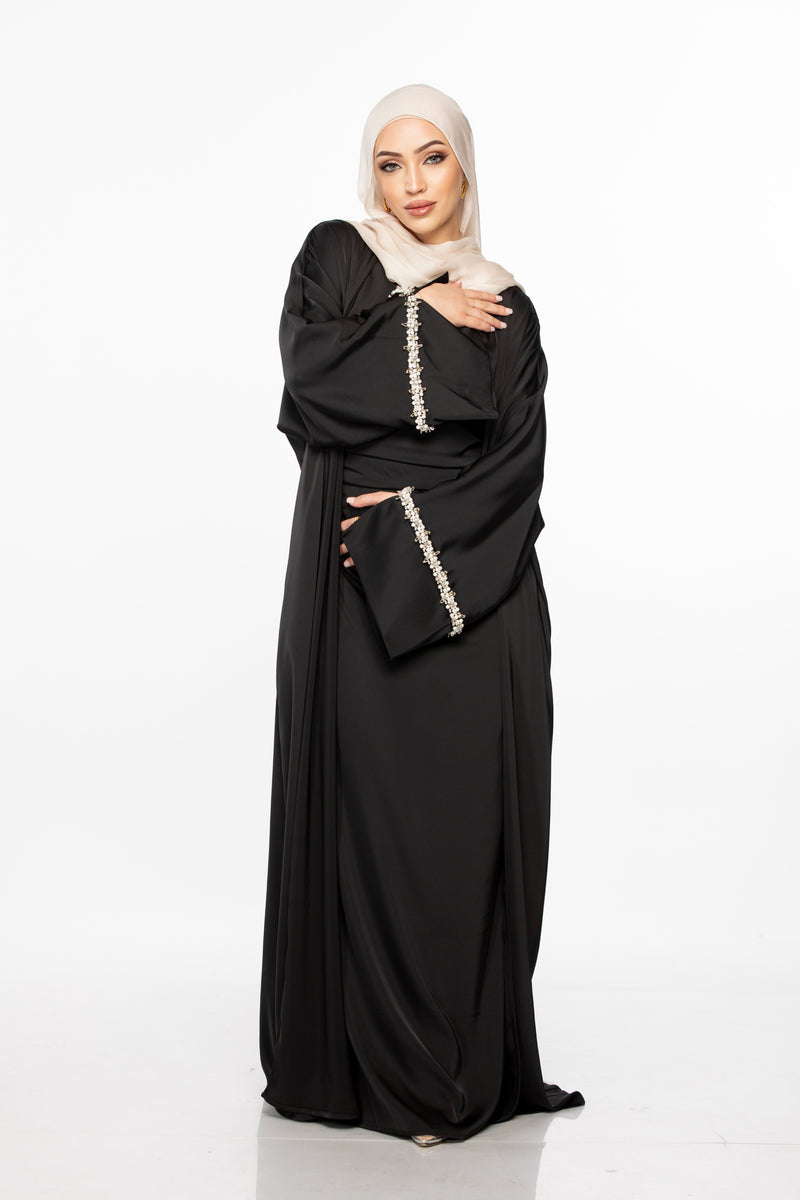 Isabella Pearl Abaya Set - Black