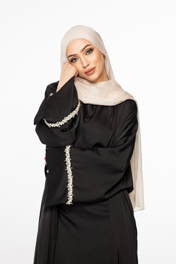 Isabella Pearl Abaya Set - Black
