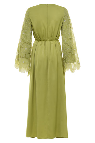 green emerald velvet dress Olive Belted Button Down Maxi Dress Medium main image 0