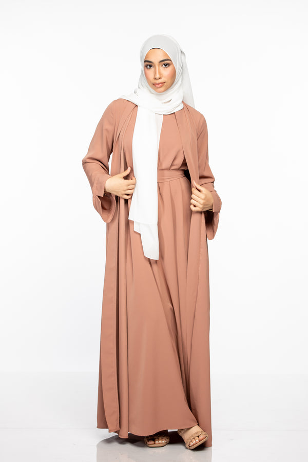 Marwa 3 piece Abaya Set - Mauve