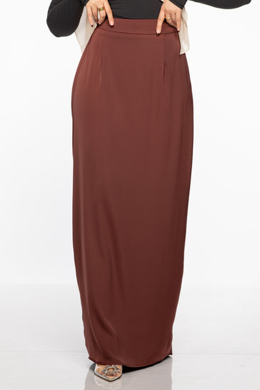 【PORTERNA】Maro Satin Long Skirt WAS24BT200-TAUPE-SATIN-LONG-