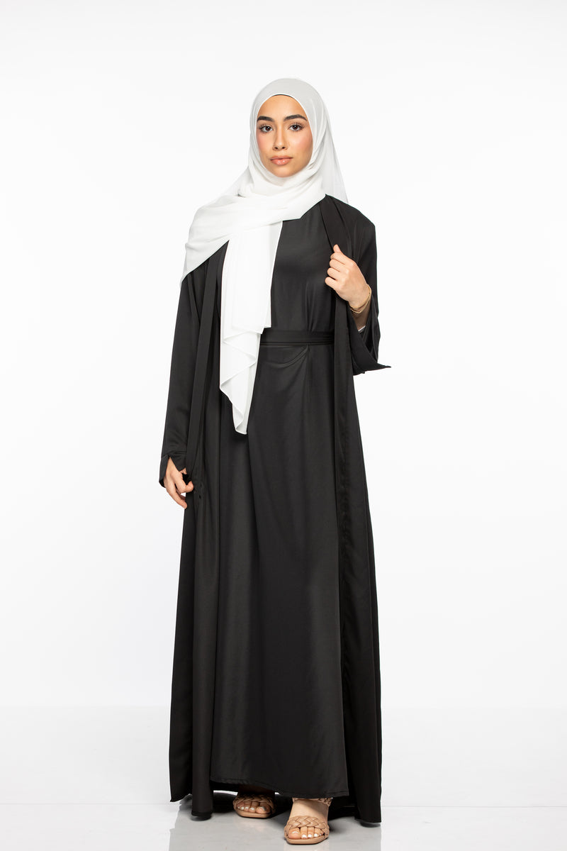 Marwa 3 piece Abaya Set - Black
