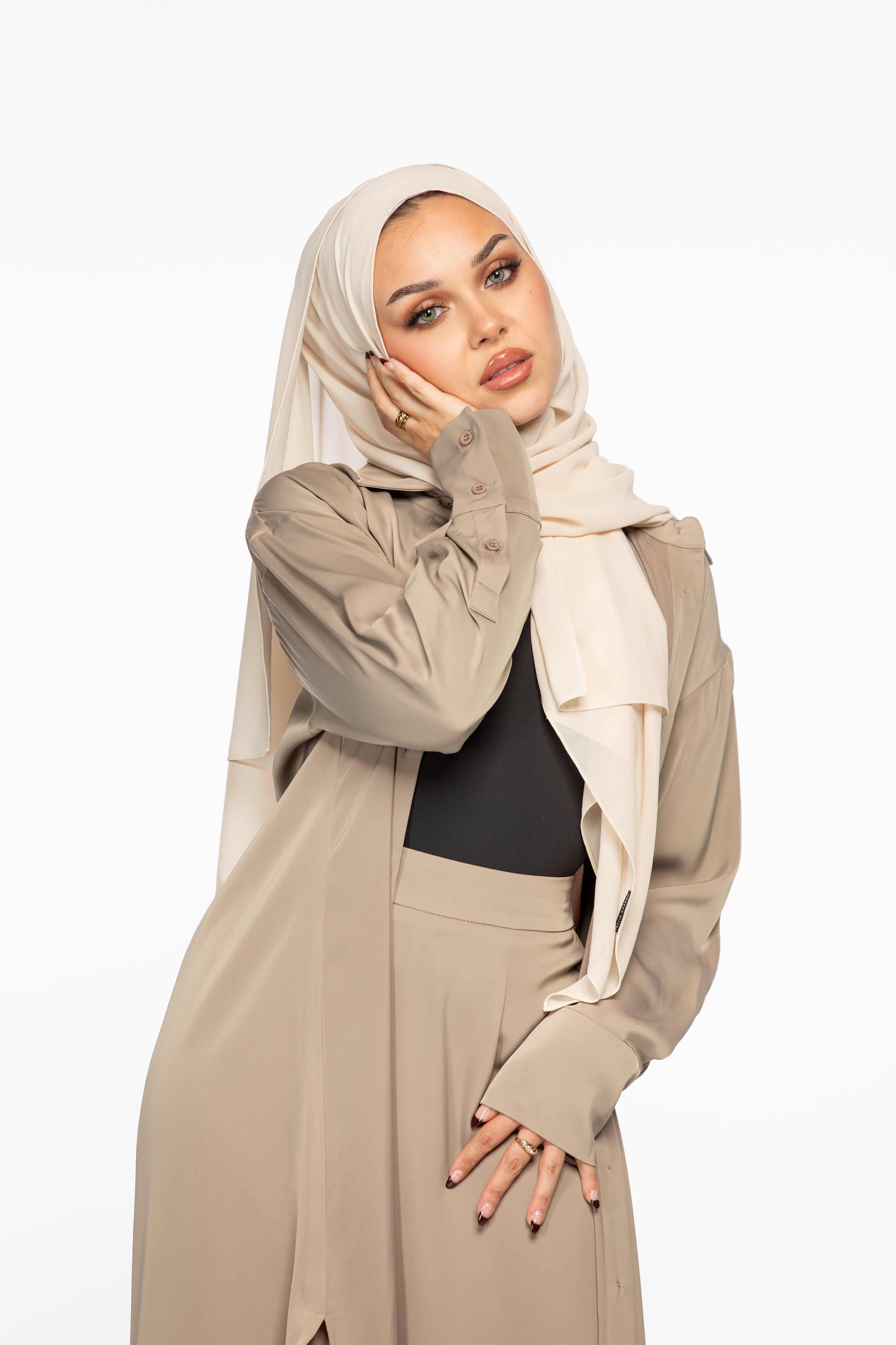 Laila Oversized Shirt Dress - Nude