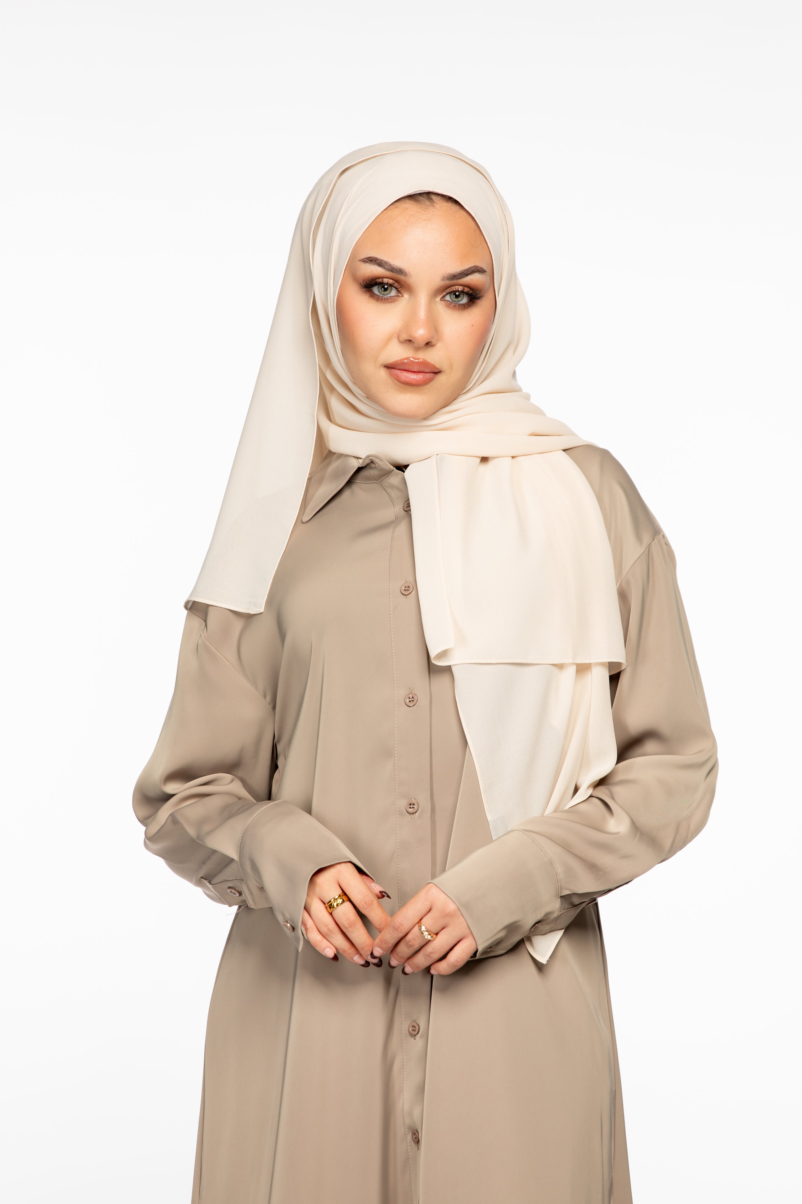 Laila Oversized Shirt Dress - Nude