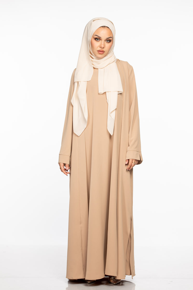 Marwa 3 piece Abaya Set - Tan