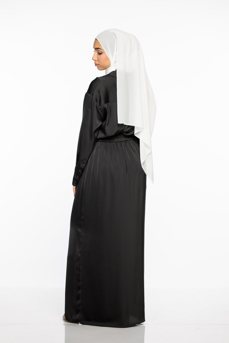 Laila Satin Skirt - Black