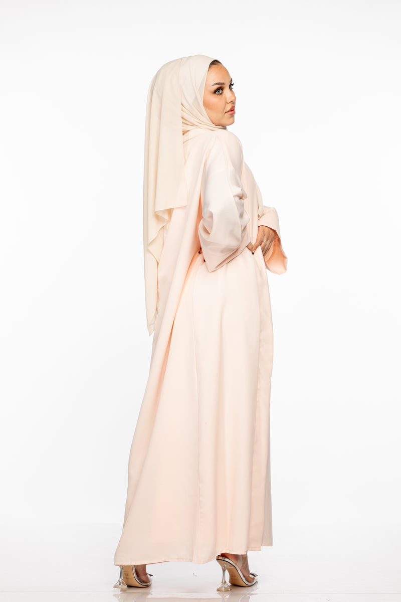 Israa Textured Abaya Set - Misty Rose