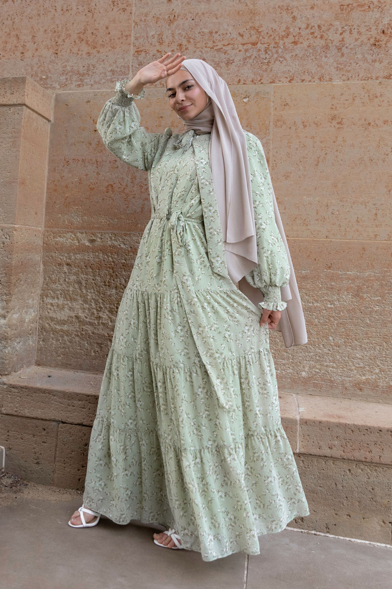 Hadeel Floral Maxi - Sage Green