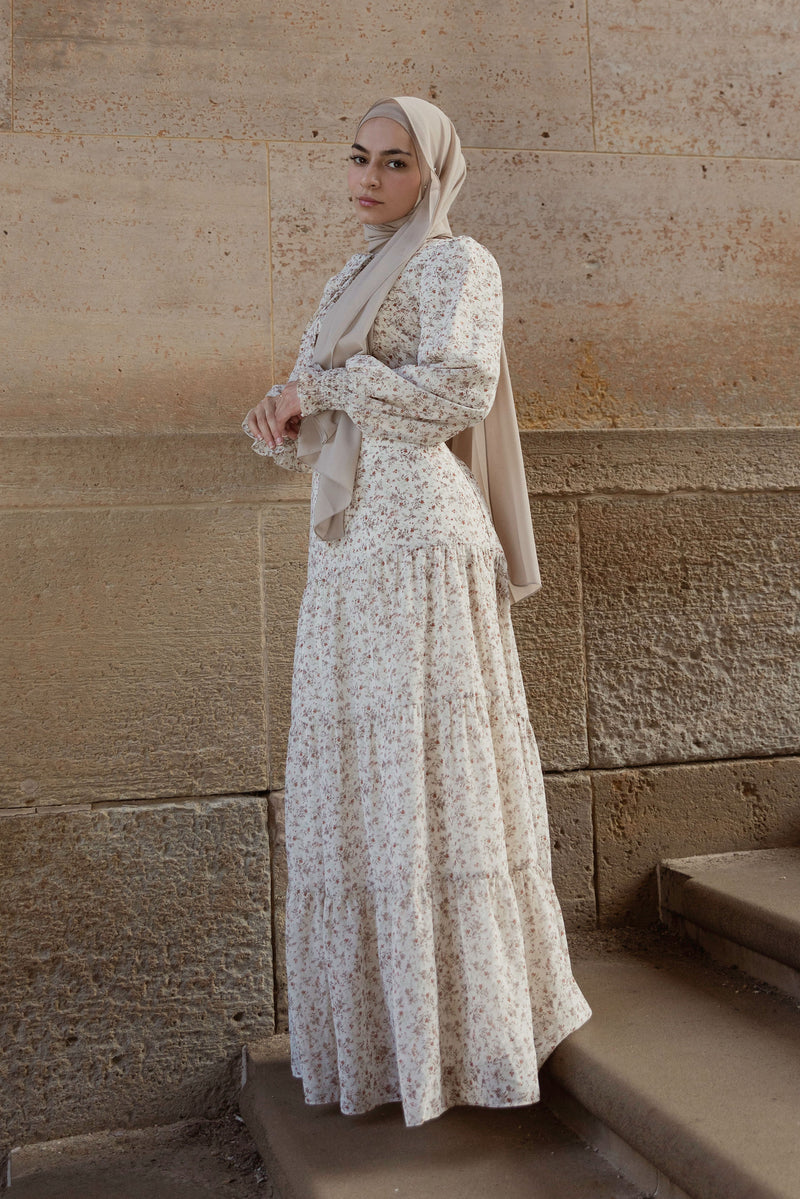 Hadeel Floral Maxi - Nude