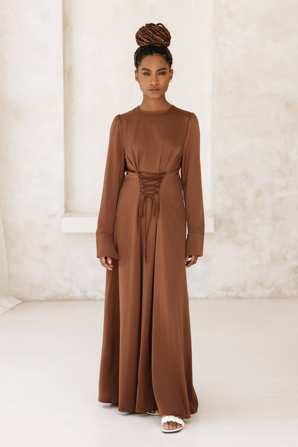 Ceyda Lace-Up Maxi - Brunette