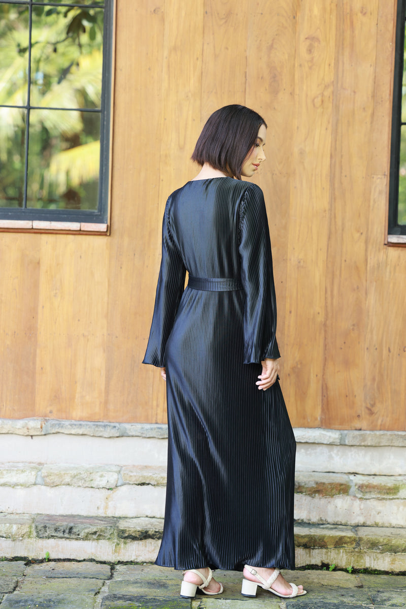 ALEEHA PLEATED DRESS - INK