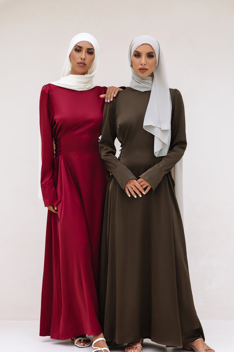 Ceyda Lace-Up Maxi - Crimson