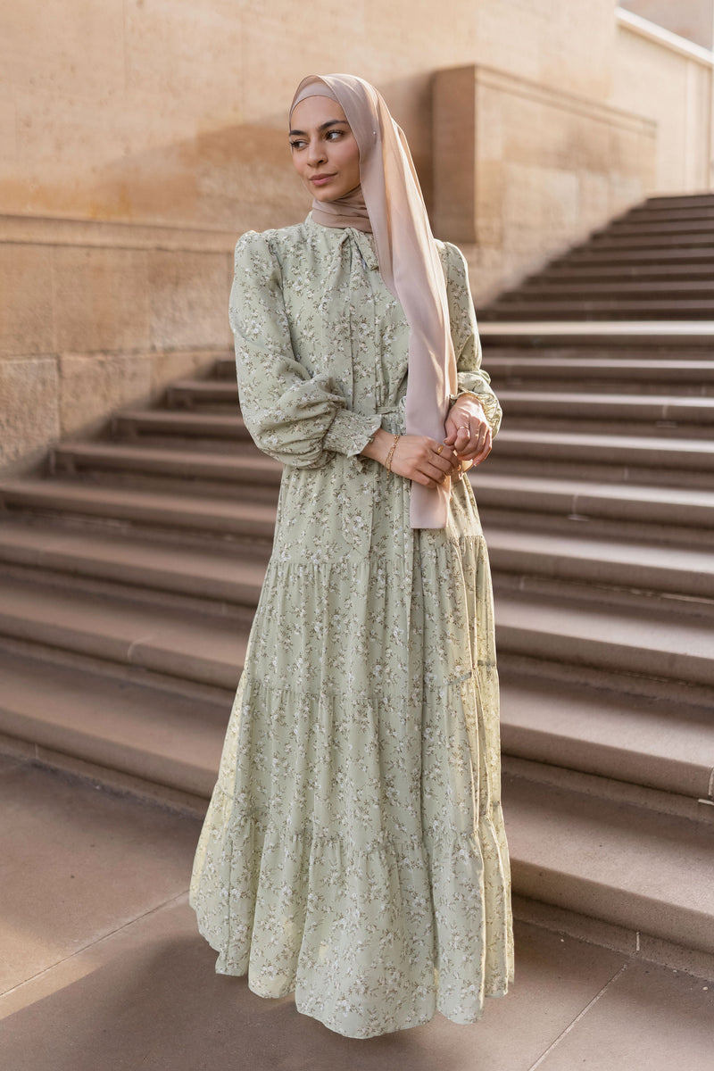 Hadeel Floral Maxi - Sage Green