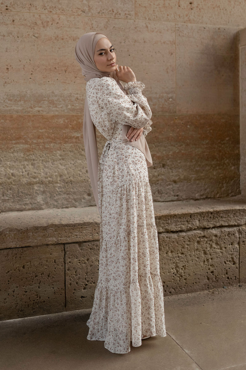 Hadeel Floral Maxi - Nude