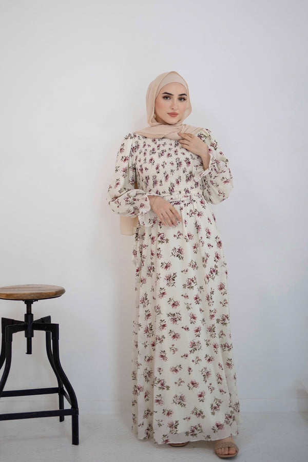Hazal Floral Maxi - Soft Beige