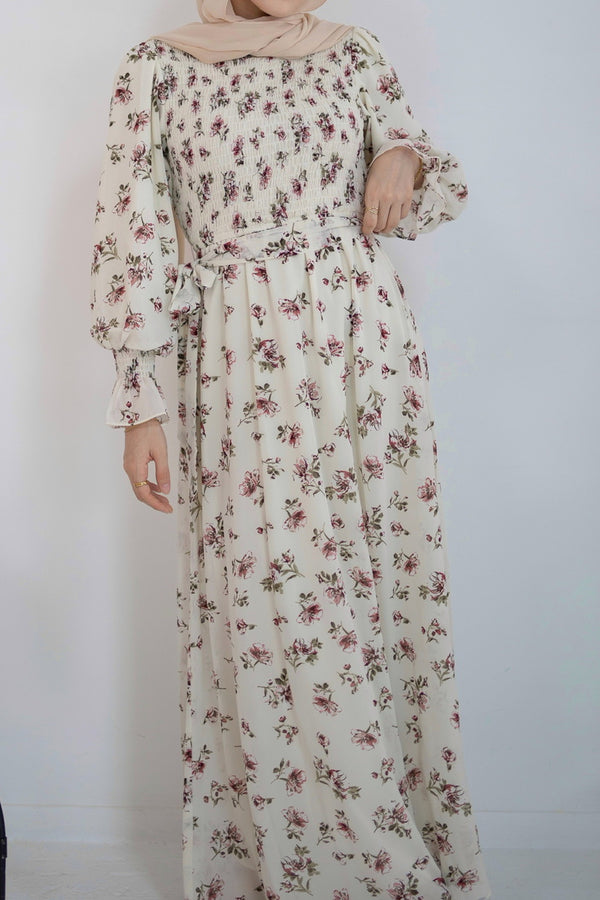 Hazal Floral Maxi - Soft Beige
