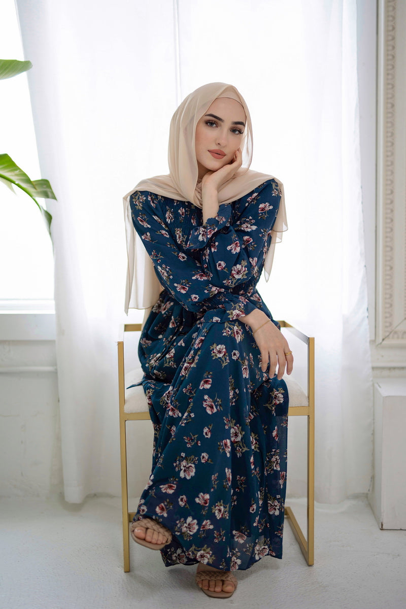 Hazal Floral Maxi - Space Blue