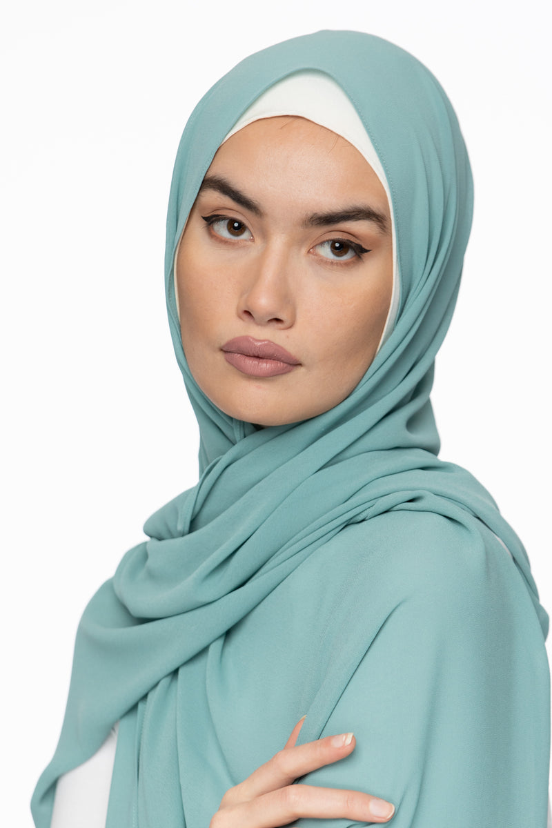 Basic Essential Chiffon Hijab - Stone Blue