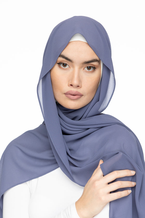 Basic Essential Chiffon Hijab - Indigo