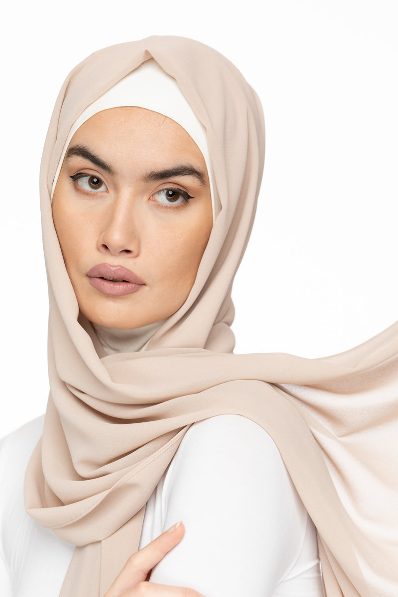 Basic Essential Chiffon Hijab - Cream