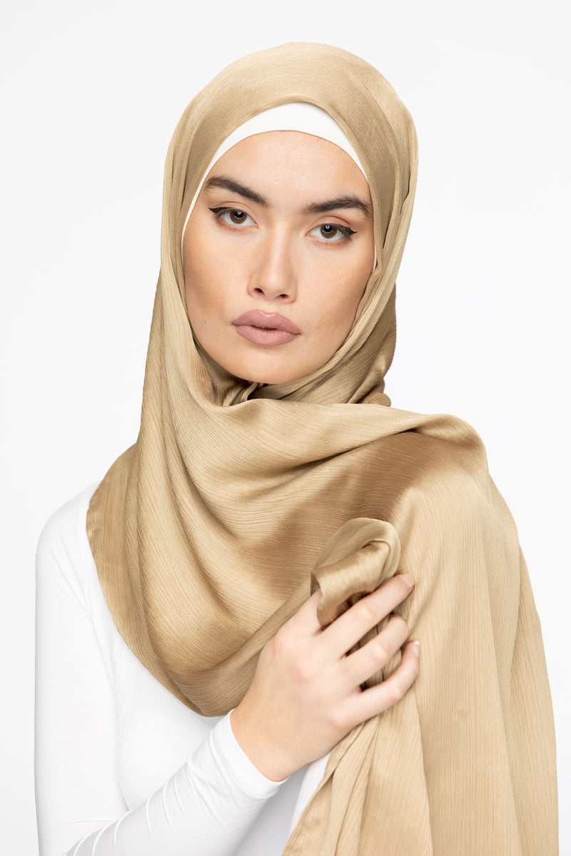 Ruched Satin Hijab - Treasure