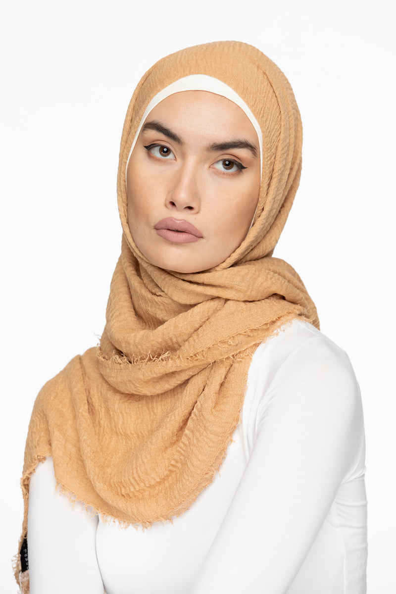 Cotton Crinkle Hijab - Bronzed Beige