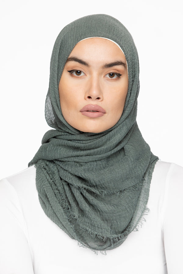 Cotton Crinkle Hijab - Pewter