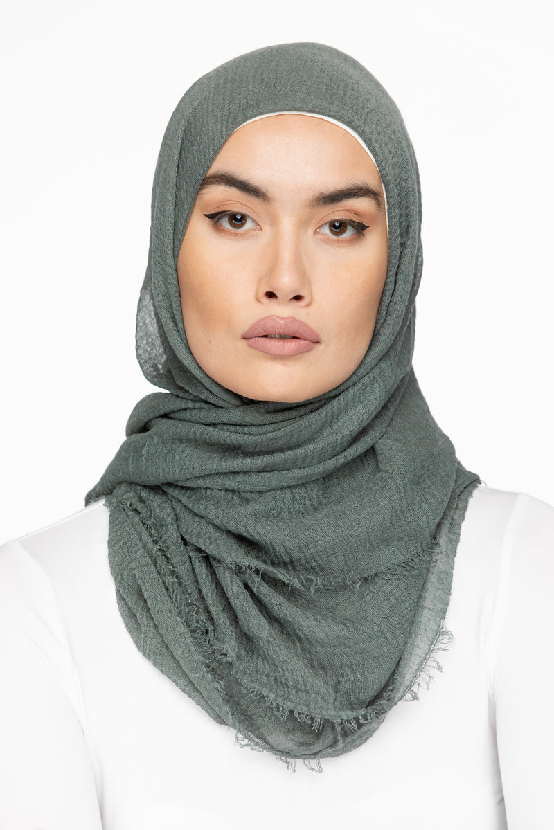 Cotton Crinkle Hijab - Pewter