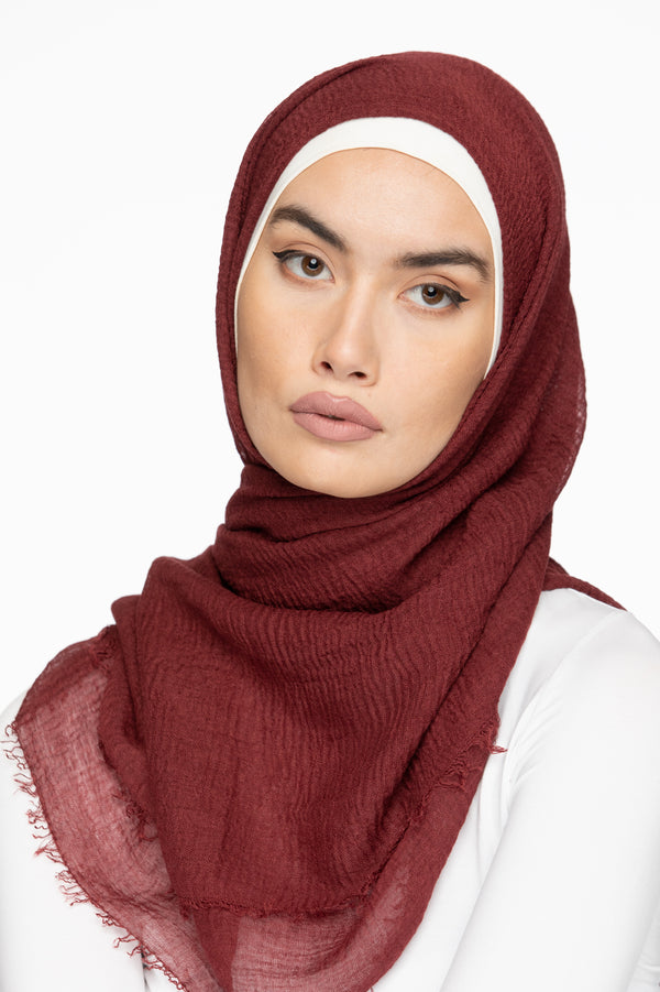 Cotton Crinkle Hijab - Maroon
