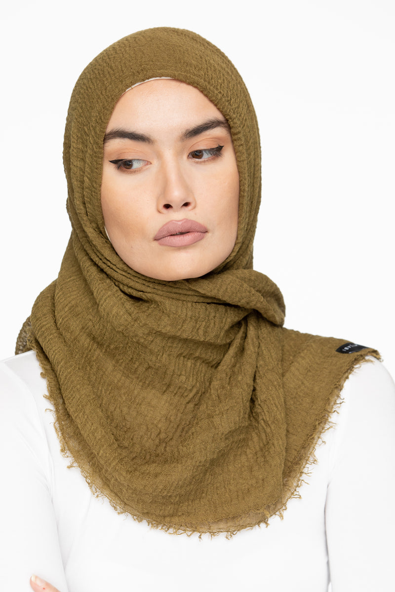 Cotton Crinkle Hijab - Walnut