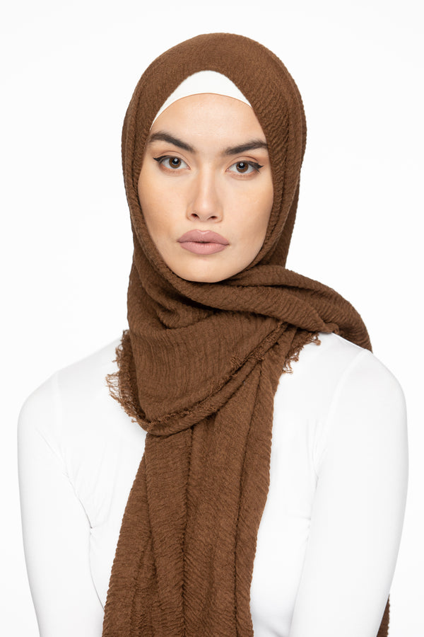 Cotton Crinkle Hijab - Mocha