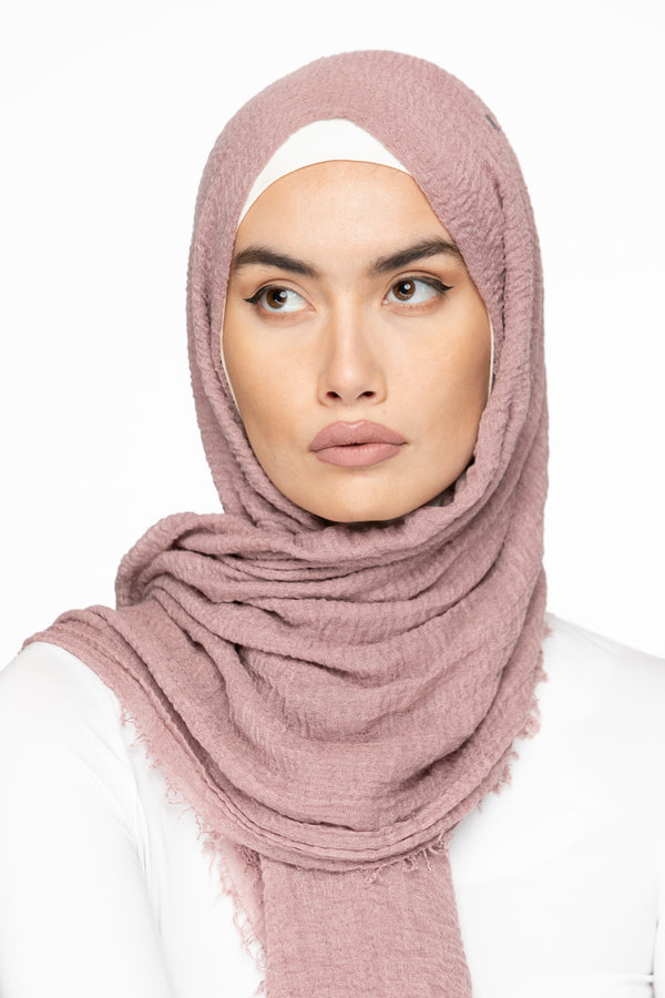 Cotton Crinkle Hijab - Dusty Rose