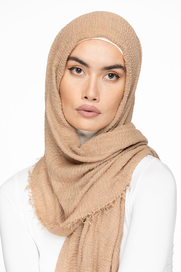 Cotton Crinkle Hijab - Stone