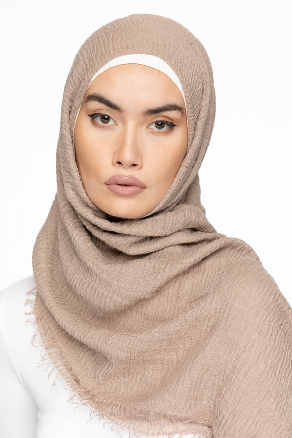Cotton Crinkle Hijab - Oat